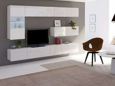 Ensemble de salon Tivdalu 108 (Blanc + Blanc brillant)