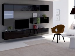 Ensemble de salon Tivdalu 108 (Noir + Noir brillant)