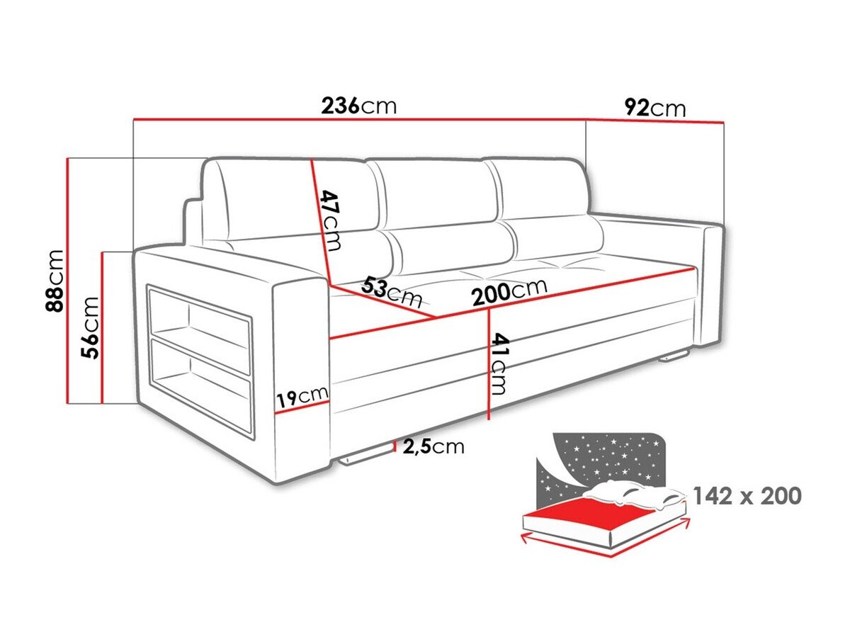Canapé convertible Decatur 100 (Palermo 200 + Mirjan 116)