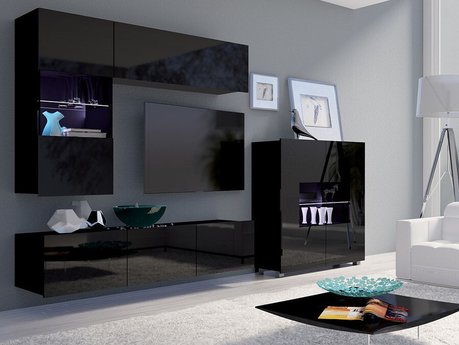 Ensemble de salon Tivdalu 107 (Noir + Noir brillant)