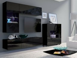 Ensemble de salon Tivdalu 107 (Noir + Noir brillant)