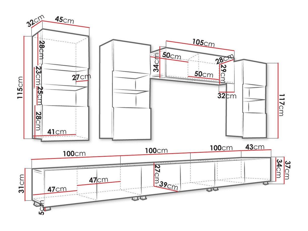 Ensemble de salon Tivdalu 121 (Noir + Noir brillant)