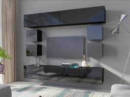 Ensemble de salon Tivdalu 134 (Noir + Noir brillant)