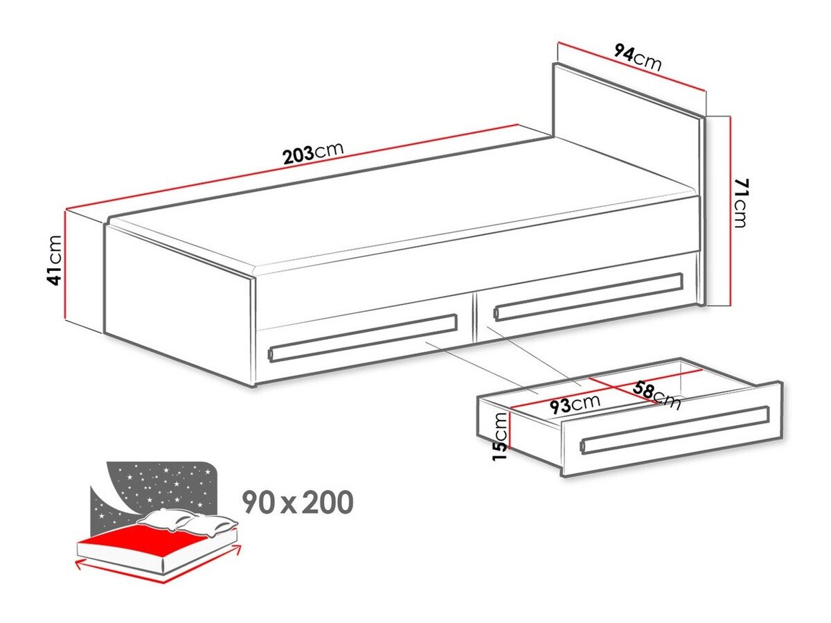 Lit Merevari 102 (Blanc + Brillant Turquoise)