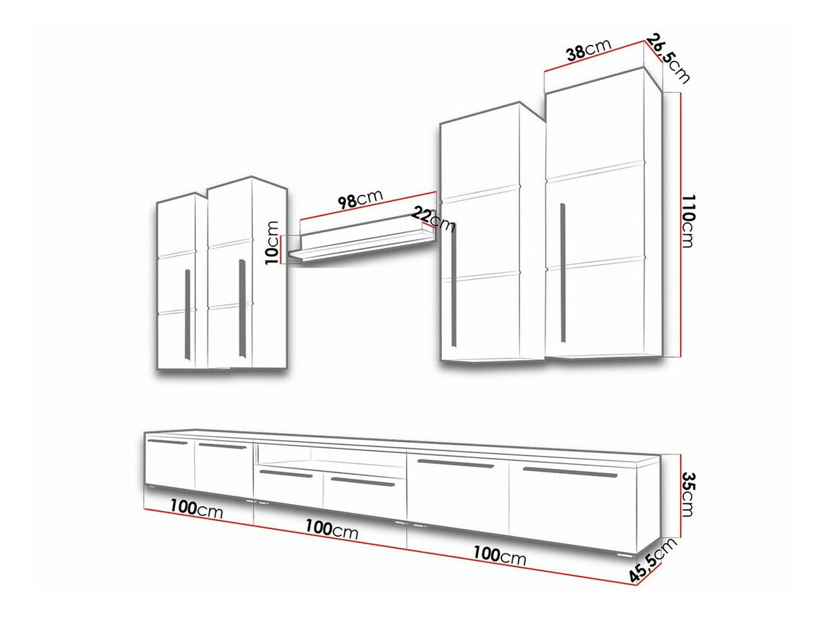Ensemble de salon Flos (Blanc + Blanc brillant)