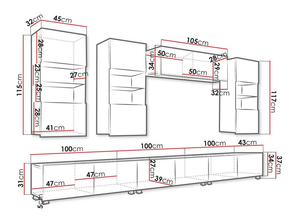 Ensemble de salon Tivdalu 121 (Chêne doré + Blanc + Blanc brillant)