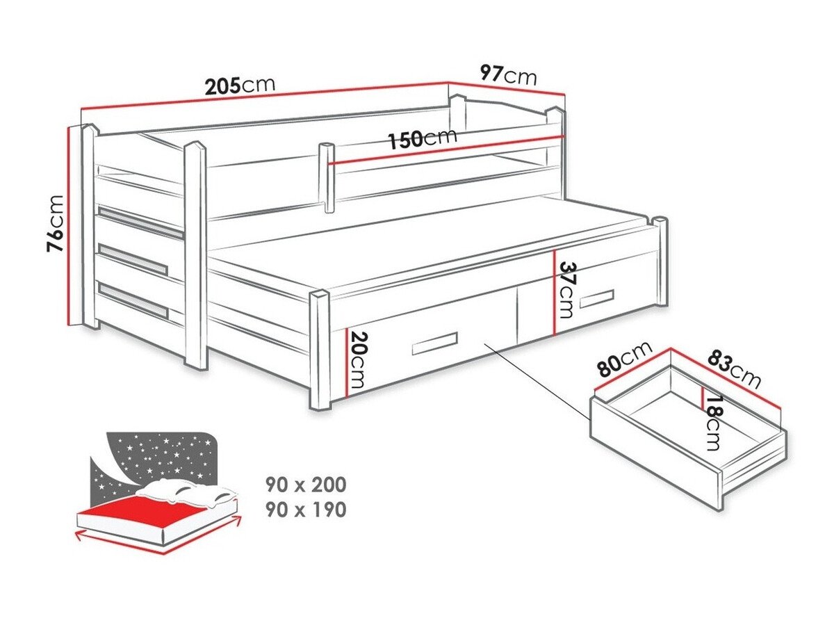 Lit Henderson 140 (Blanc + Chêne Artisan)