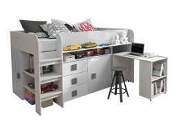 Lit Hartford 190 (Blanc + Blanc brillant + Gris brillant)