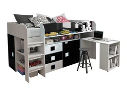 Lit Hartford 190 (Blanc + Noir brillant + Blanc brillant)