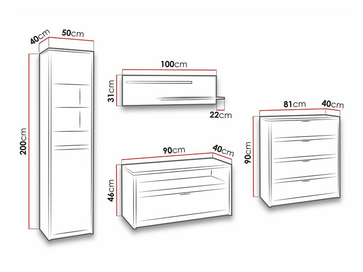 Ensemble de salon Fivelbo 115 (Chêne du Monastery + Noir brillant)