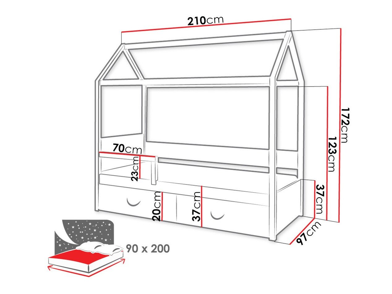 Lit Henderson 132 (Graphite + Blanc)