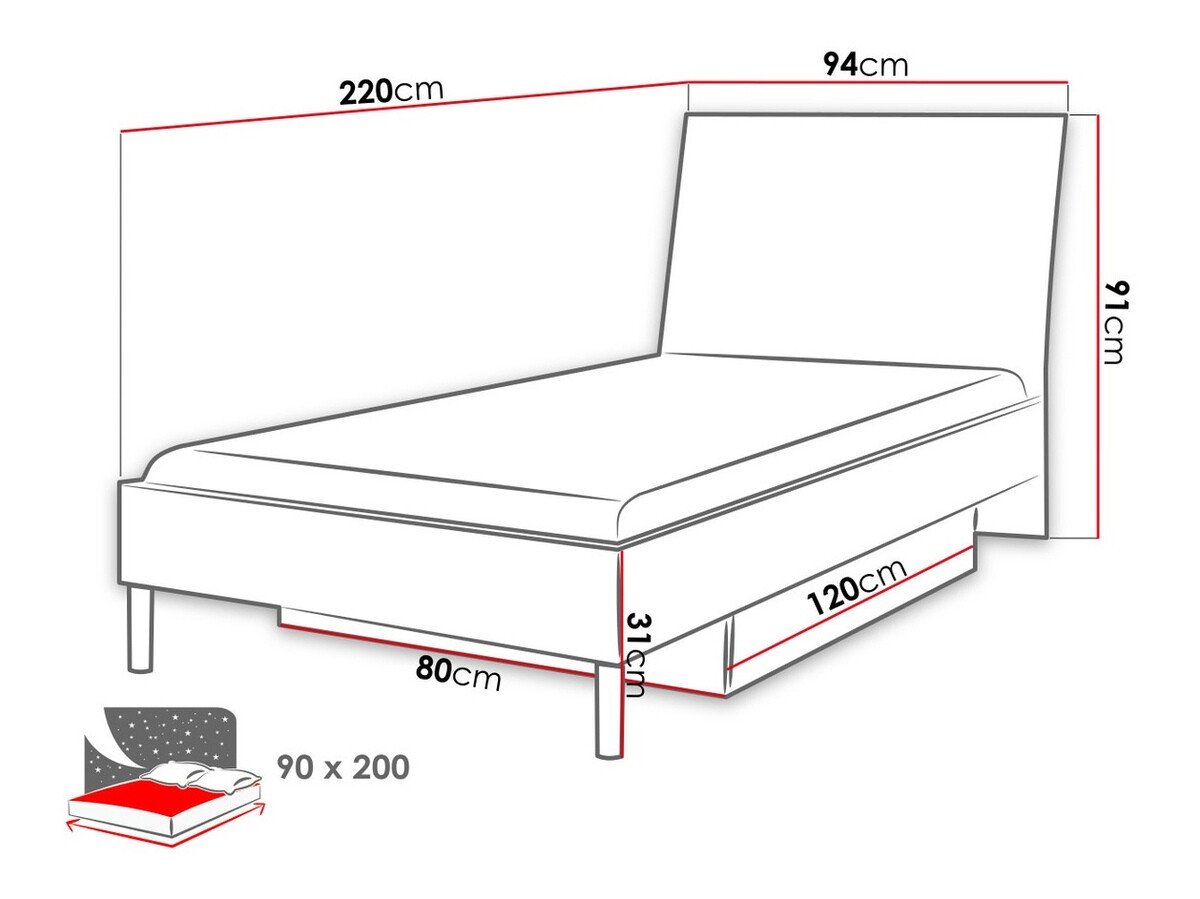 Lit Salmere 102 (Blanc + Gris brillant)