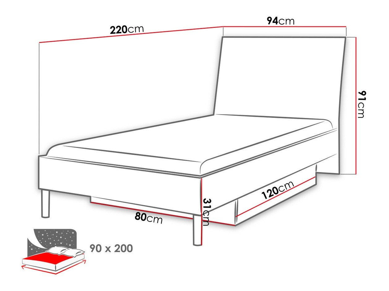 Lit Salmere 102 (Blanc + Rose brillant)
