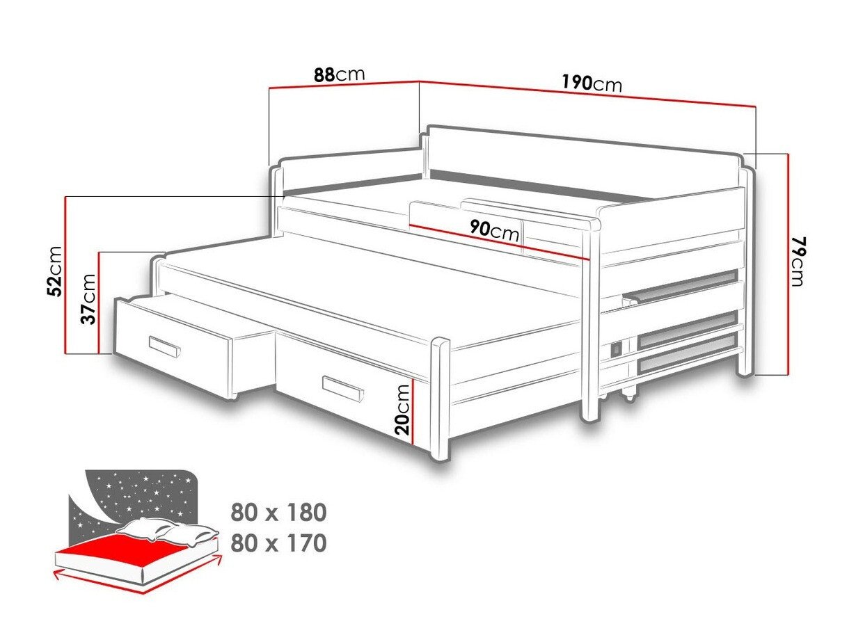 Lit Henderson 121 (Blanc + Gris)