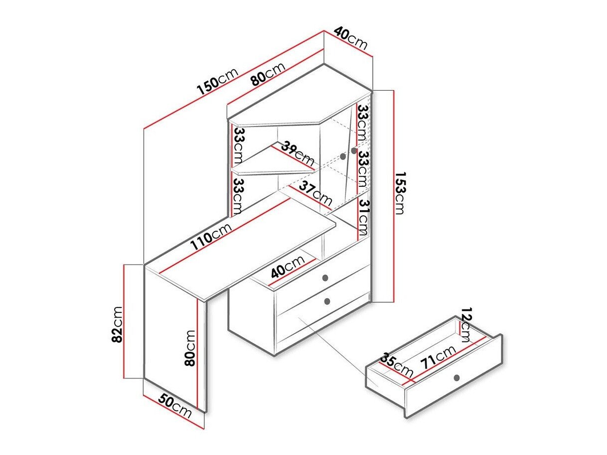Bureau Almira 110 (Chêne Artisan + Blanc)