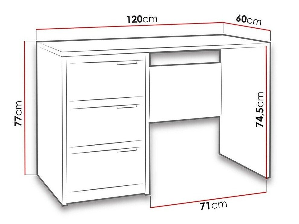 Bureau Fivelbo 100 (Chêne du Monastery + Noir brillant)