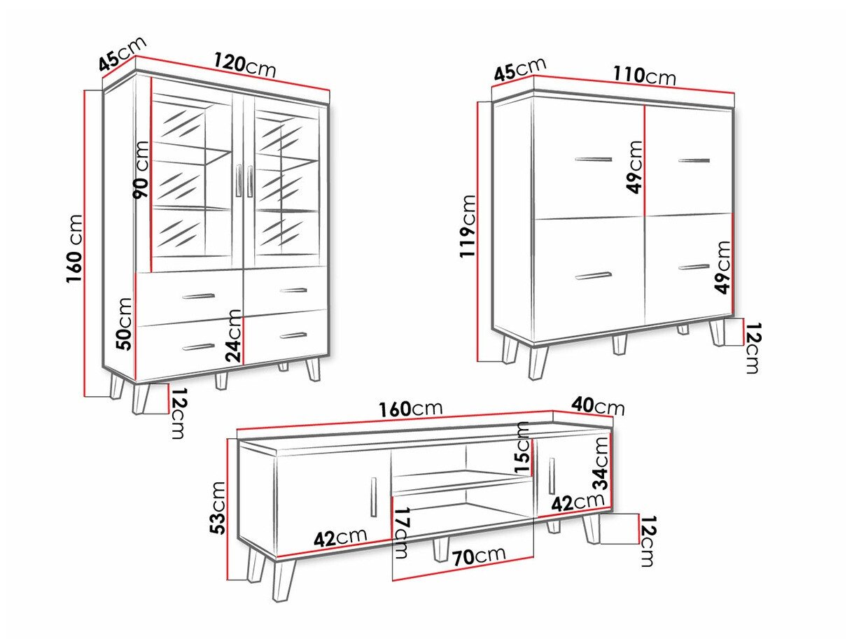 Ensemble de salon Larfloi 113 (Chêne wotan + Noir)