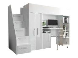 Lit mezzanine Hartford 192 (Blanc + Blanc brillant)