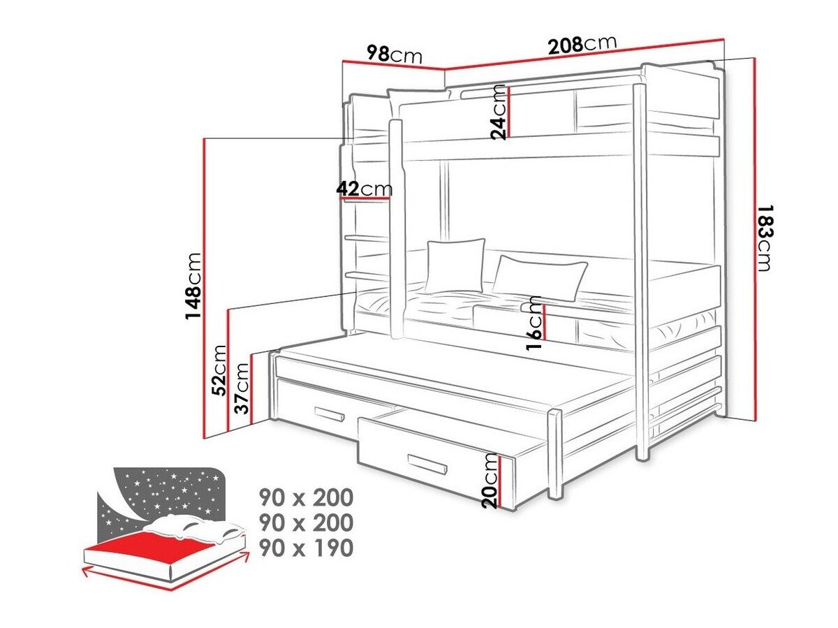 Lit superposé Henderson 114 (Blanc + Truffe)