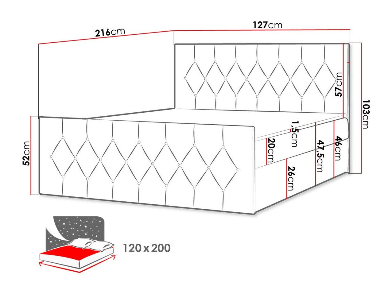 Lit boxspring Hortulus II (Mikrofaza 05)