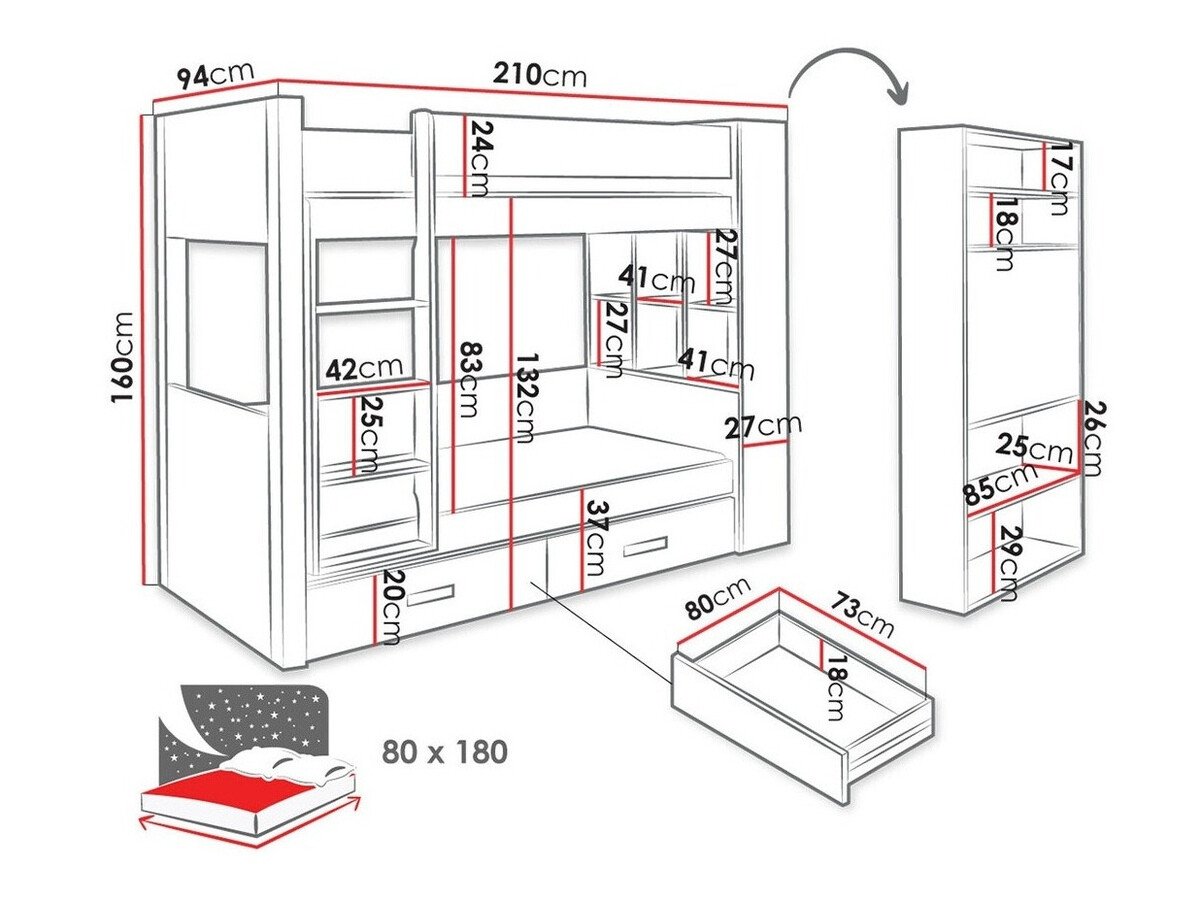 Lit superposé Henderson 141 (Blanc + Bleu)