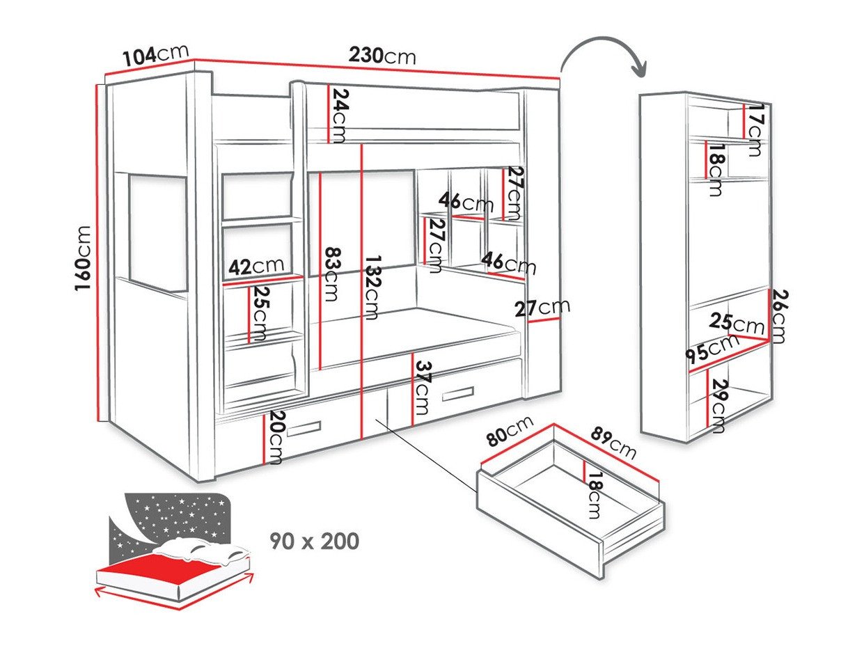 Lit superposé Henderson 142 (Blanc + Bleu)
