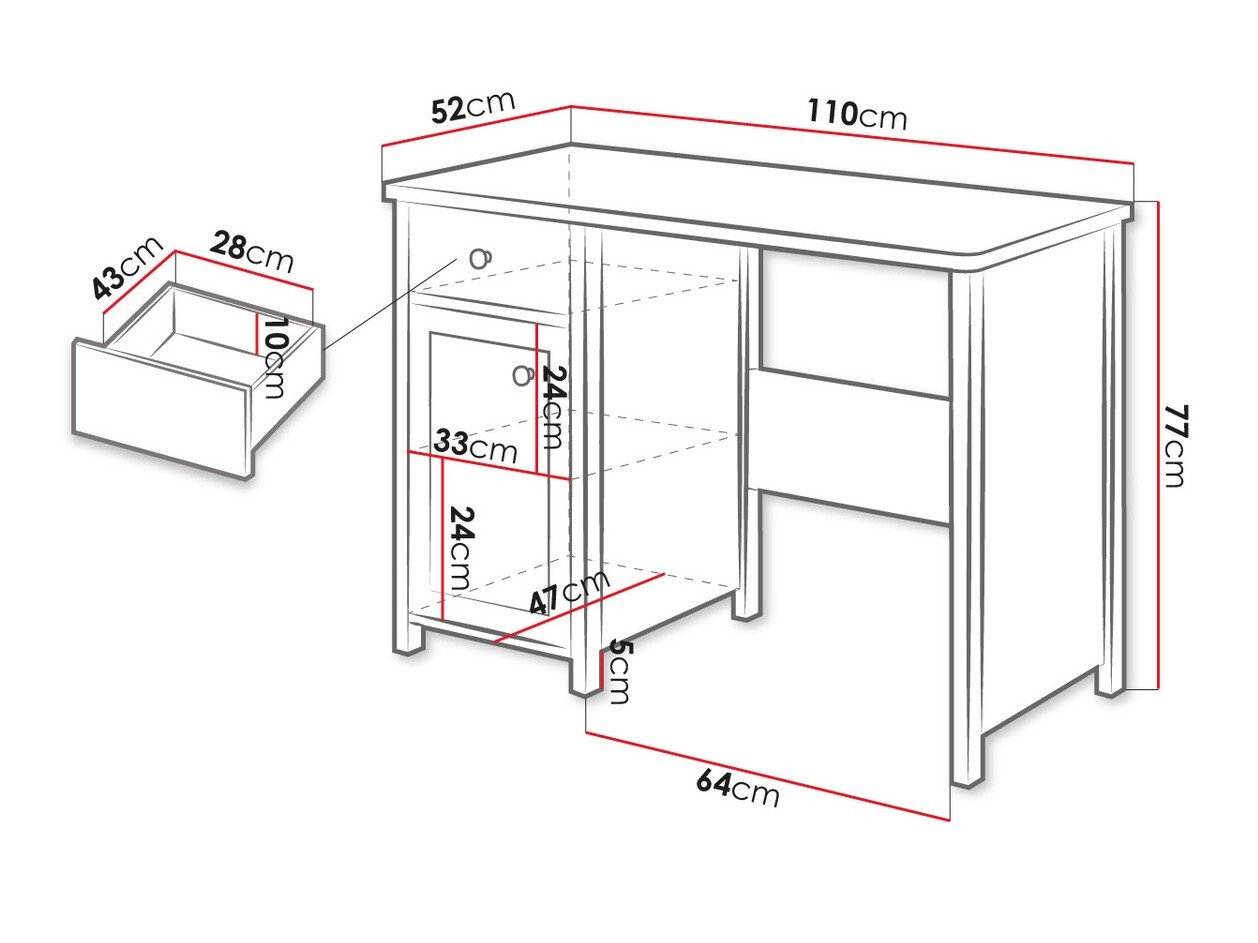 Bureau Romelbo 139 (Blanc + Chêne)