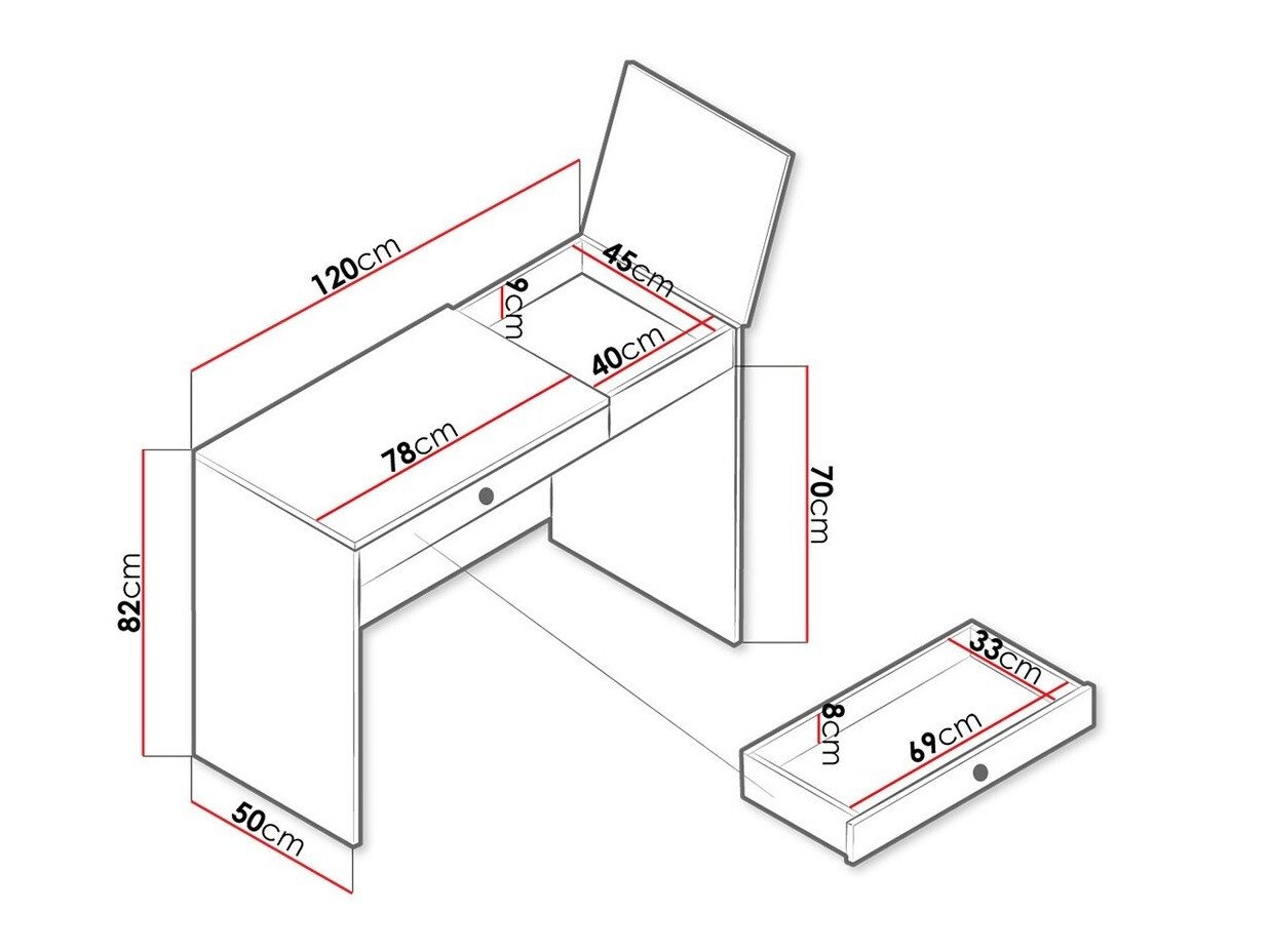 Bureau Almira 109 (Chêne Artisan + Blanc)