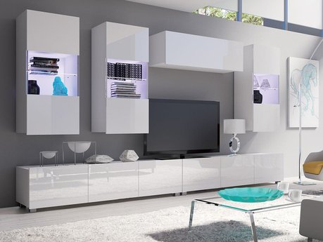 Ensemble de salon Tivdalu 109 (Blanc + Blanc brillant)