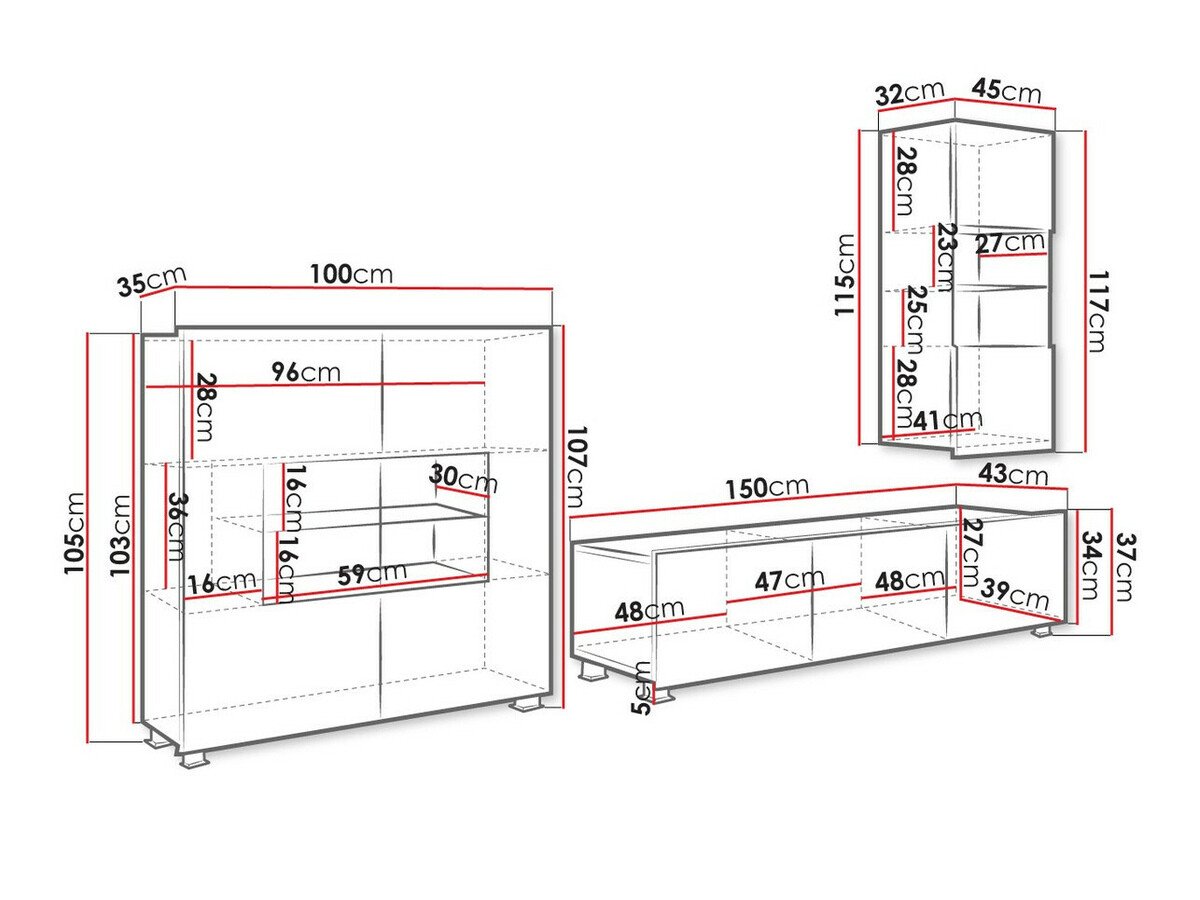 Ensemble de salon Tivdalu 111 (Chêne doré + Blanc + Blanc brillant)