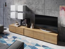 Ensemble de salon Tivdalu 132 (Chêne doré + Blanc + Blanc brillant)