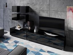 Ensemble de salon Tivdalu 132 (Noir + Noir brillant)