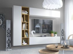 Ensemble de salon Comfivo 260 (Blanc + Chêne Artisan)