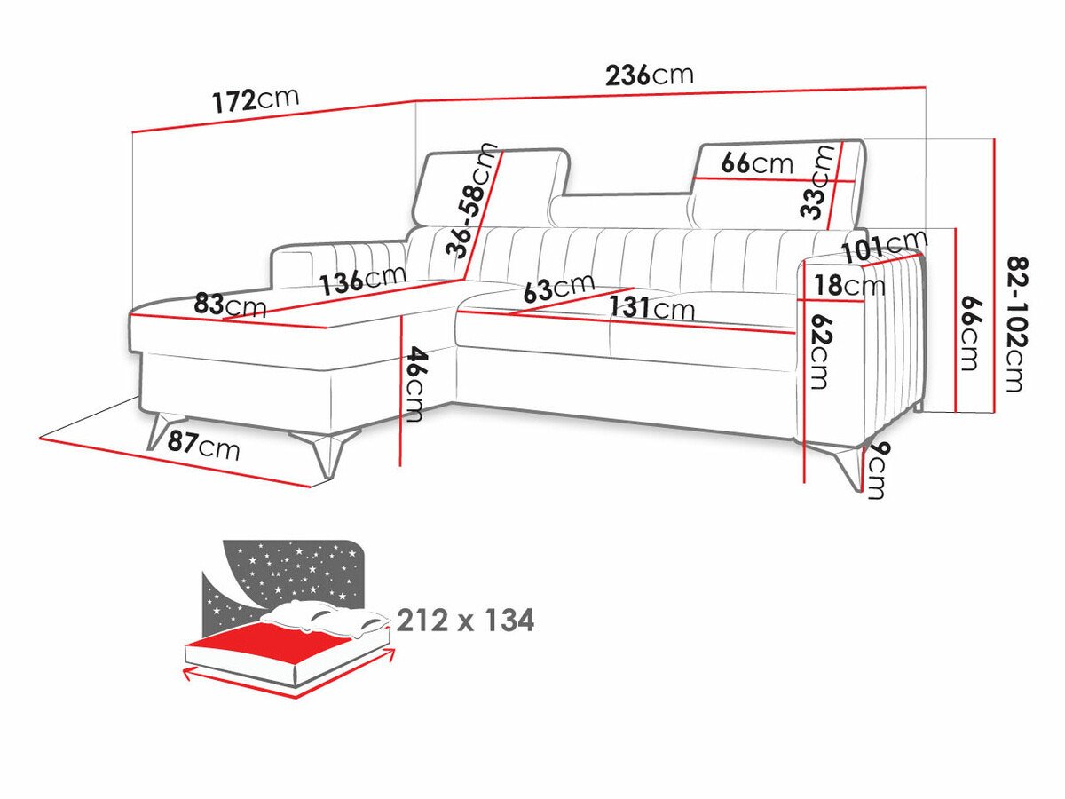 Canapé d'angle Columbus 170 (Mono 232)