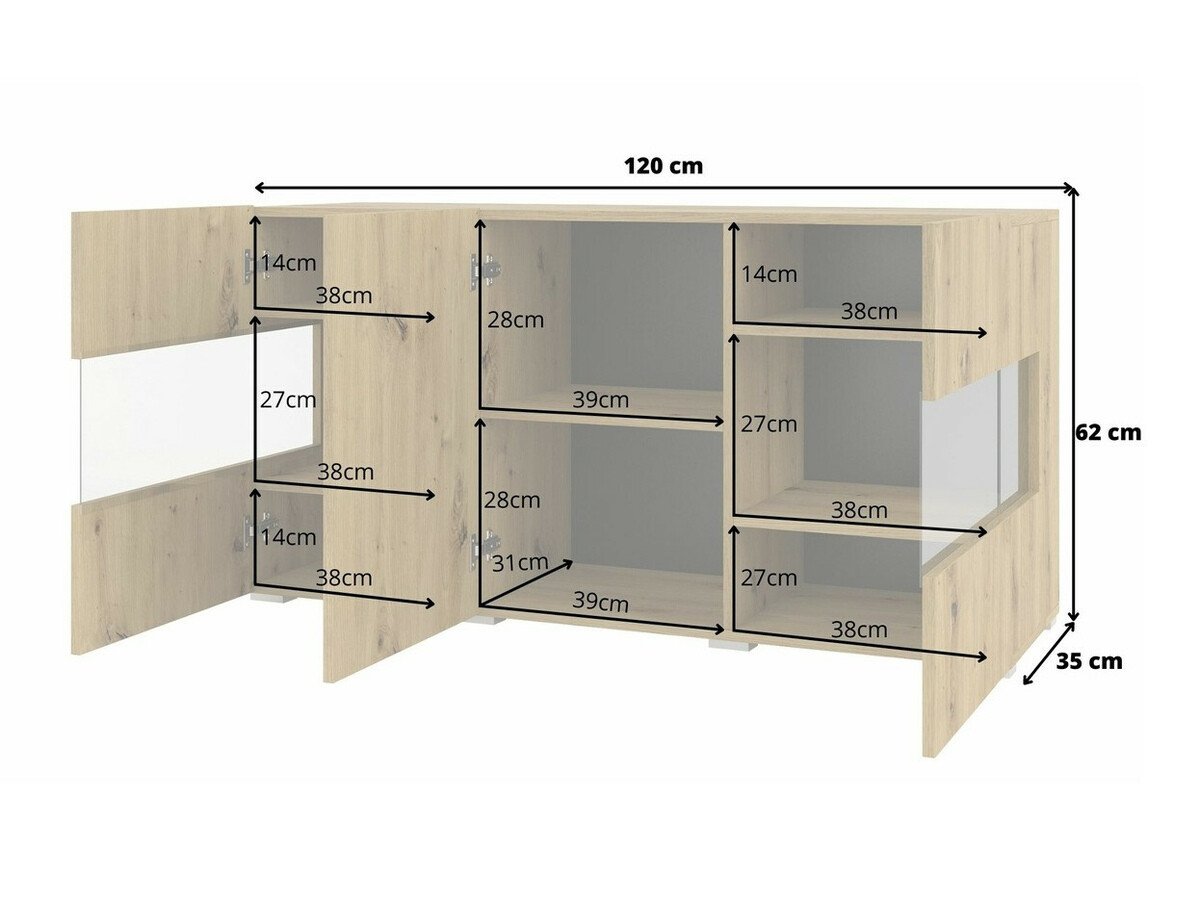 Buffet Revmiru 102 (Blanc + Chêne wotan)