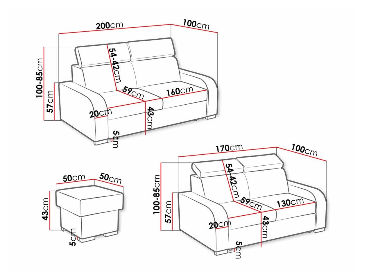 Ensemble de canapés Etrcala 107 (Crown 18)