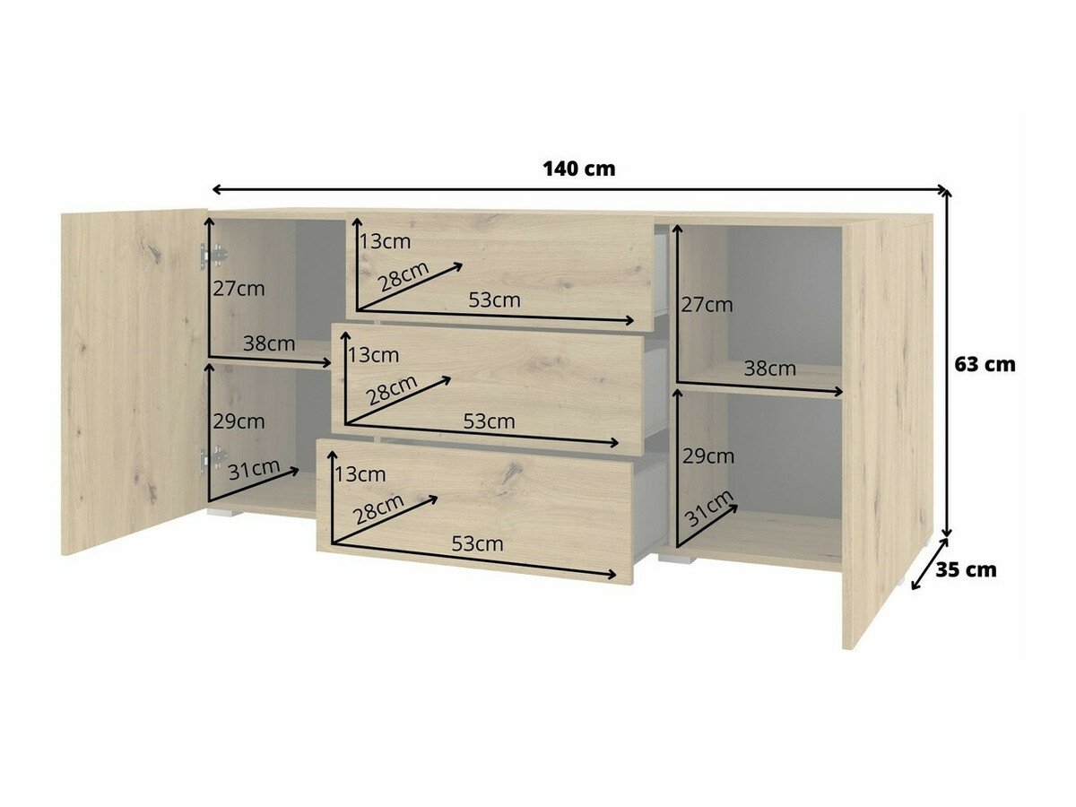 Commode Revmiru 103 (Noir + Chêne wotan)
