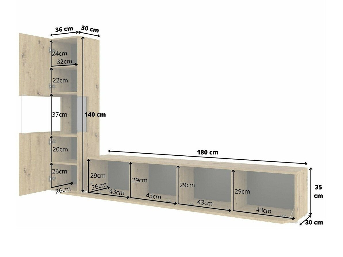 Ensemble de salon Revmiru 105 (Noir + Chêne wotan)