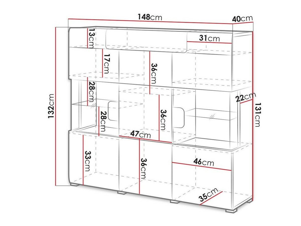 Buffet Torsone 100 (Blanc + Blanc brillant)