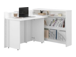 Bureau d'angle Concept Pro Lenart (Blanc + Blanc brillant)