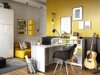 Bureau d'angle Concept Pro Lenart (Blanc + Blanc brillant)