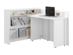Bureau d'angle Concept Pro Lenart (Blanc + Blanc brillant)