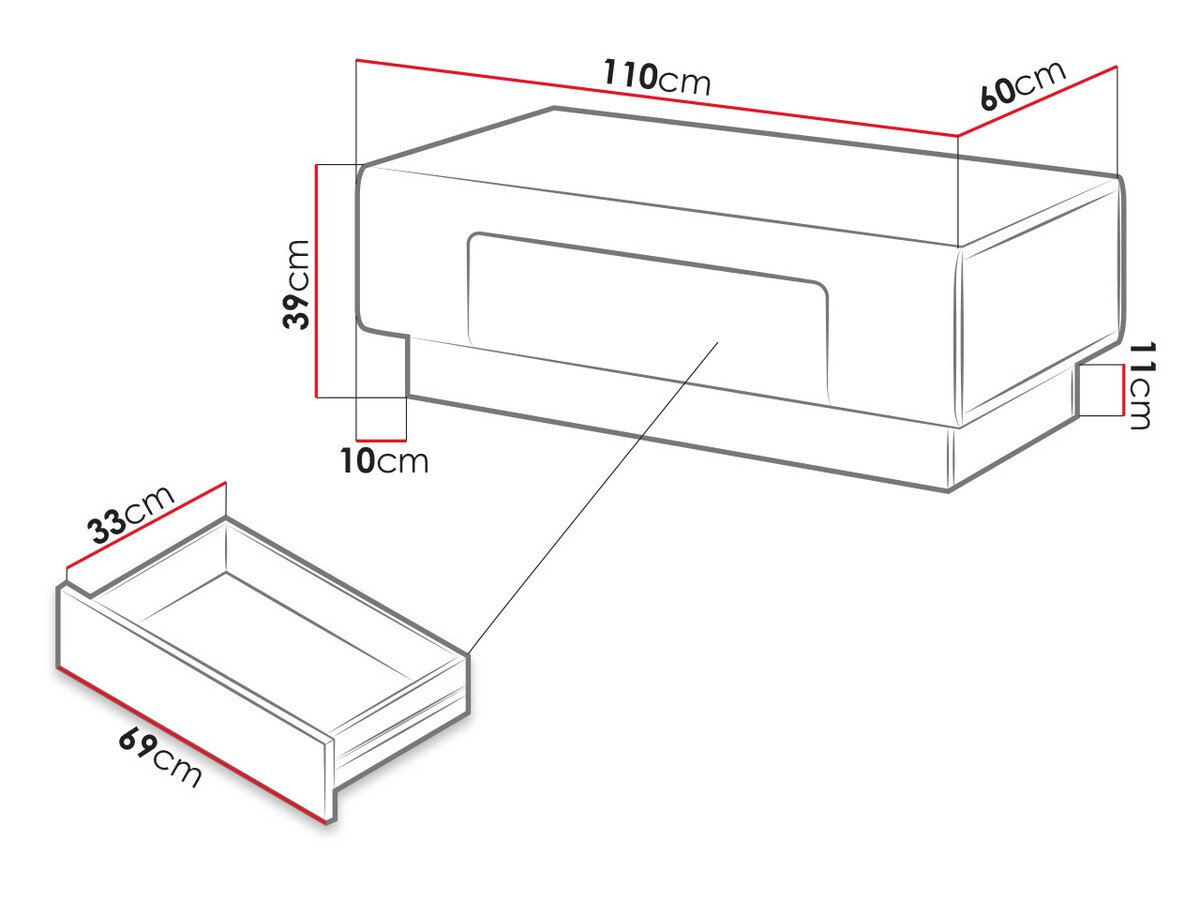 Table basse Torsone 111 (Blanc + Blanc brillant)