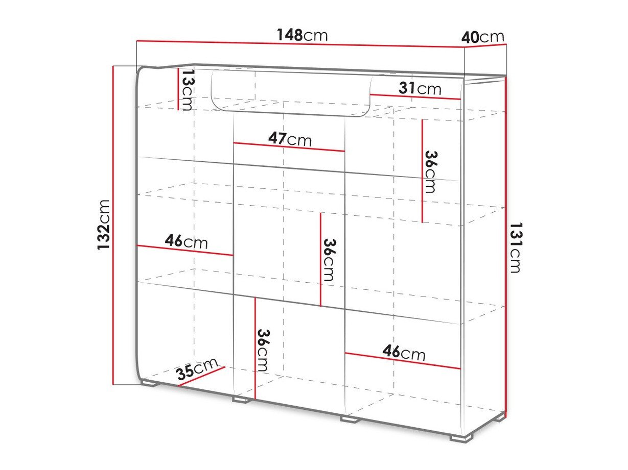 Commode Torsone 112 (Blanc + Blanc brillant + Chêne de san remo)