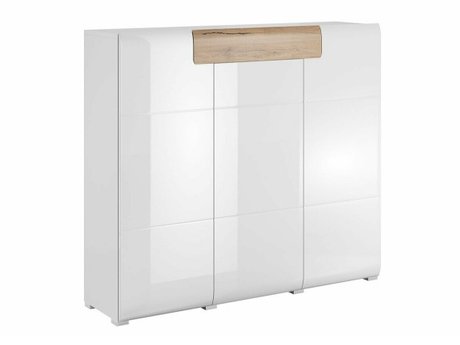 Commode Torsone 112 (Blanc + Blanc brillant + Chêne de san remo)