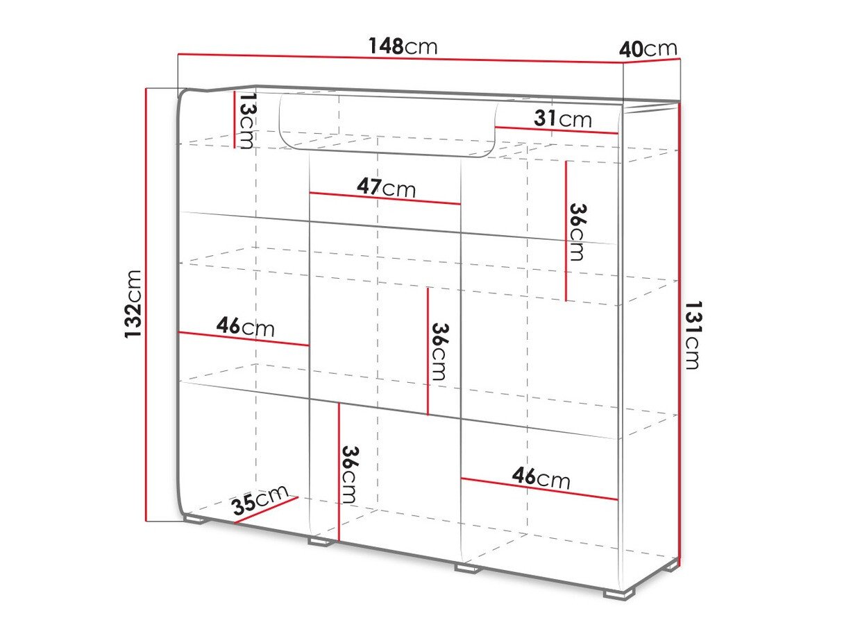 Commode Torsone 112 (Blanc + Blanc brillant)
