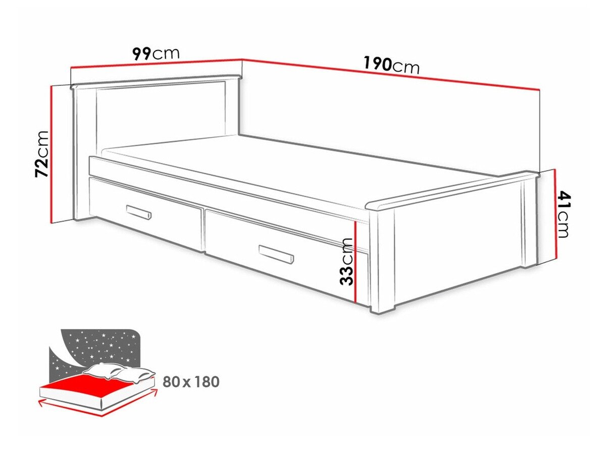 Lit Henderson 115 (Blanc + Gris)