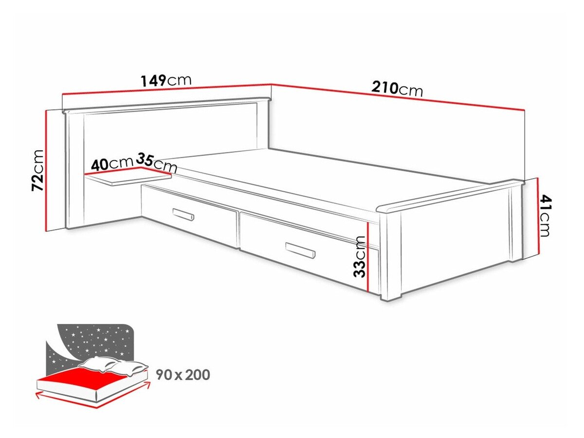 Lit Henderson 118 (Blanc + Gris)