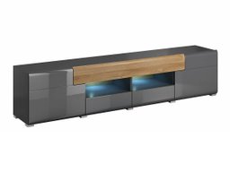 Meuble TV Torsone 113 (Anthracite + Gloss anthracite + Grandson chêne)