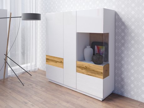 Buffet Livlore 106 (Blanc + Blanc brillant + Chêne wotan)